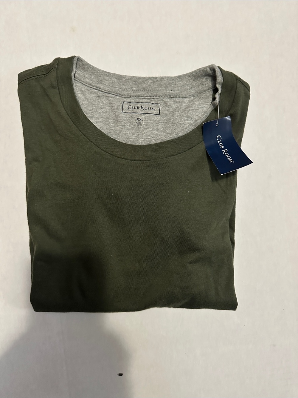 Club Room Men’s Olive Green Crew Neck Shirt with Gray Inner Collar